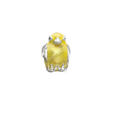 Yellow and silver bird charm.
