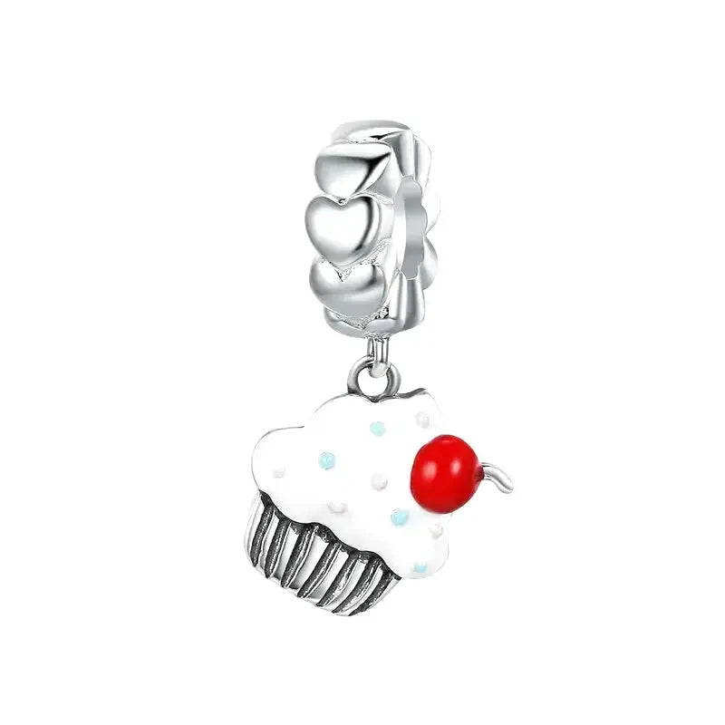 Charm Sterling Pandora Pink Cupcake Charm Cupcake Charm Fits