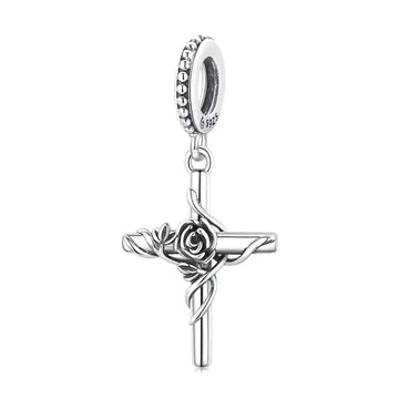 flower cross charm
