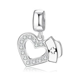 Silver heart and nurse cap charm.