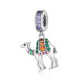 Camel charm with colorful gemstones.