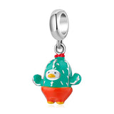 Cactus-shaped charm with silver loop.