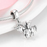 Silver unicorn charm.