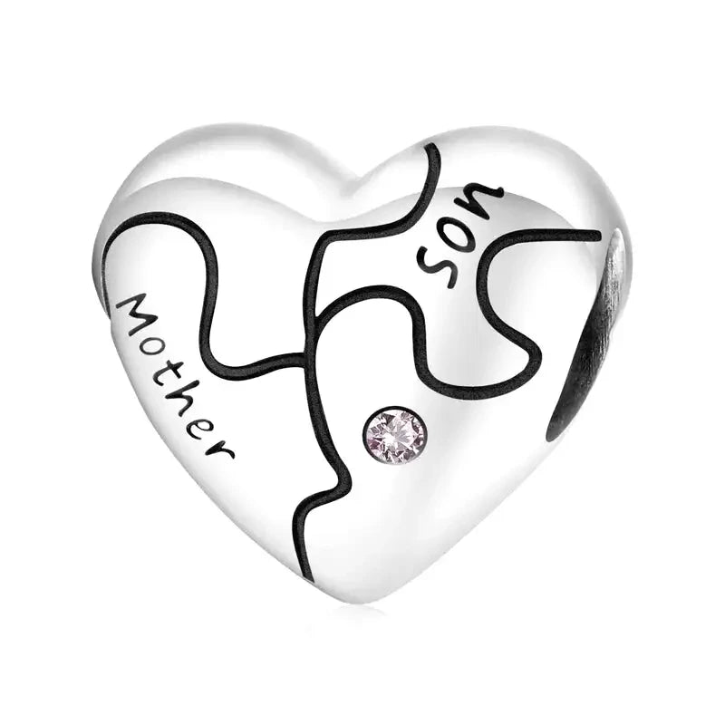 Heart Charm Mother And Son Pandora Bracelet FGT 2PCs Mother