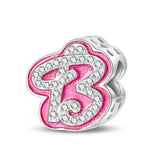 Pink and silver letter B charm.