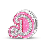 Pink and silver letter ’D’ charm.