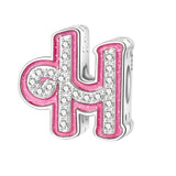 Pink and silver letter H charm.