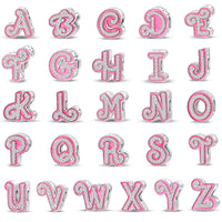 Pink and silver letter charm collection.