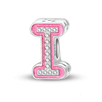 Pink and silver letter ’I’ charm.