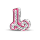 Pink and silver letter ’L’ charm.