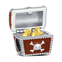 Pirate Treasure Chest Charm fits Pandora bracelets, 925 sterling silver