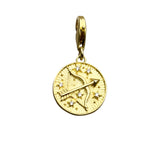 Gold Sagittarius zodiac charm.