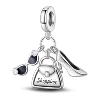 Silver shopping-themed charm.