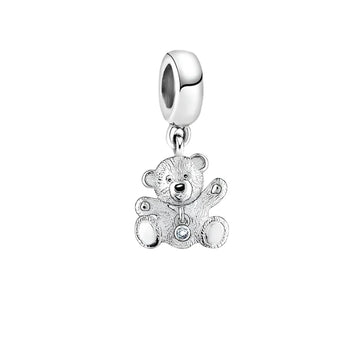 Silver teddy bear charm.