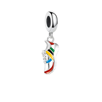 Silver running shoe charm.