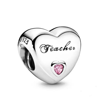 Sterling silver Teacher charm with crystal accents, fits Pandora bracelets