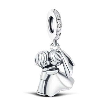 Wedding Couple Charm fits Pandora bracelets, 925 sterling silver