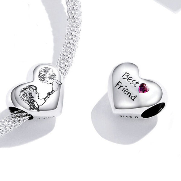 best friend heart charm