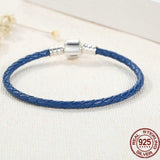 Bracelet charm cuir bleu