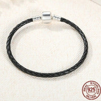 bracelet charm cuir noir