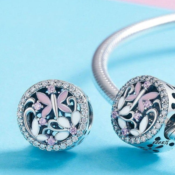 charm papillon rose