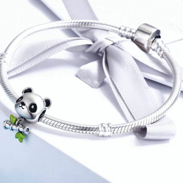 panda bead with bamboo on bracelet